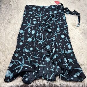 NWT Aguabendita x Target Women's L Sea Life Printed Wrap Skirt Coastal Beach